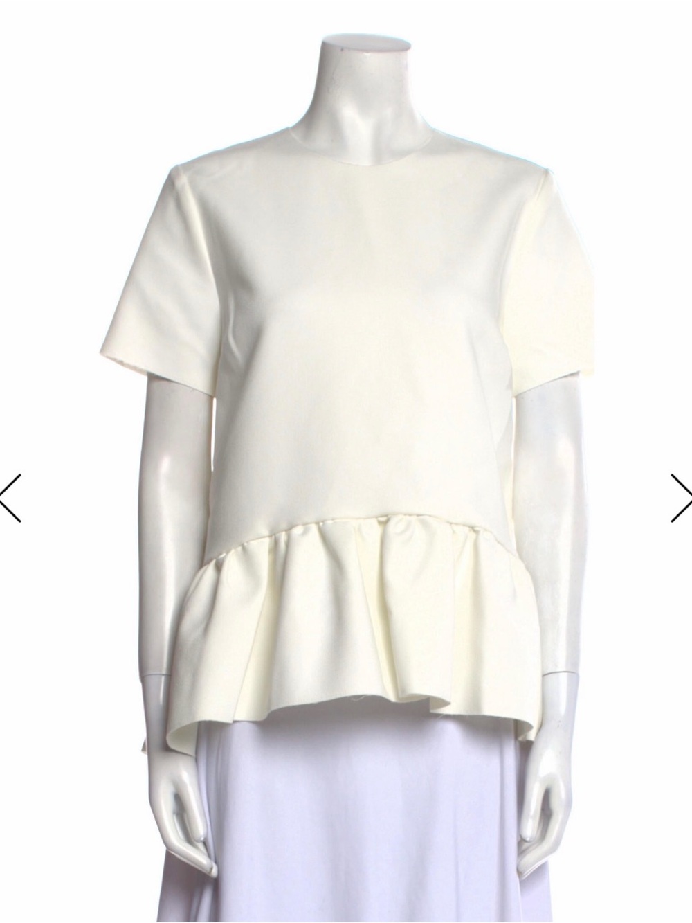 MSGM Women's Cream Peplum Short Sleeve Top